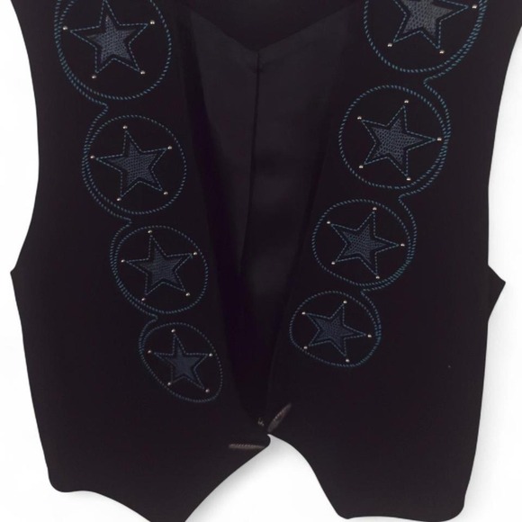 Longhorn by Niver Western Wear Black Star Embroidered Vest Small USA Made - Picture 2 of 4